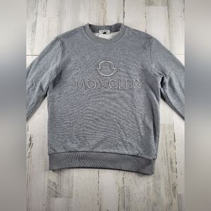 Moncler Outline Embroidered Gray Crewneck Sweatshirt Men's Size M